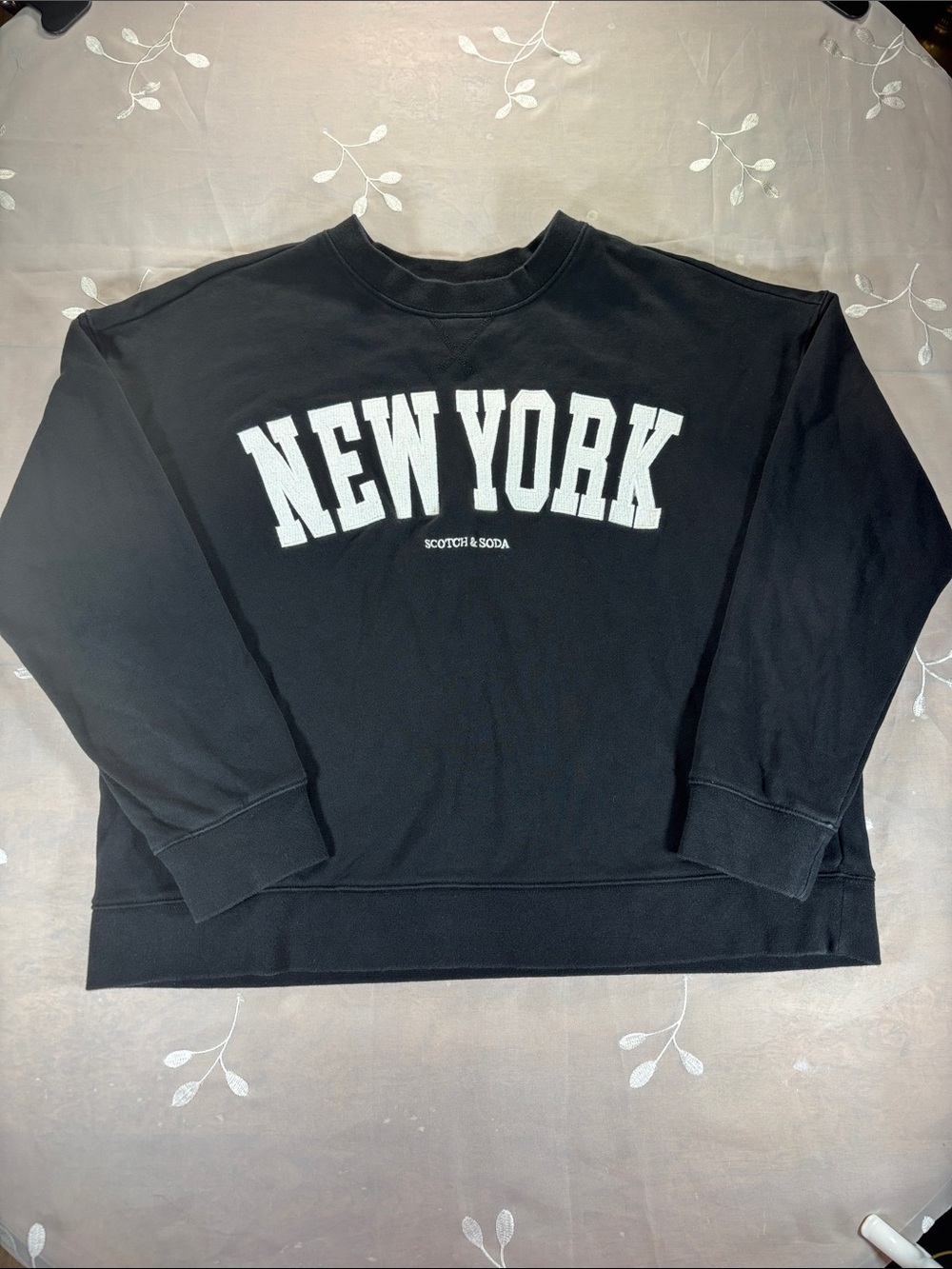 Scotch & Soda Black 'NEW YORK' Crewneck Sweatshirt Man Classic Large Size